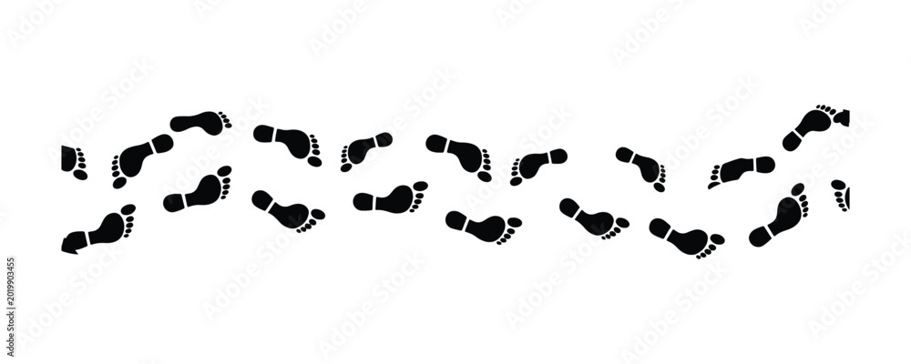 Seamless vector footprint design on a white backdrop. This illustration ...
