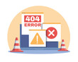 © YummyBuum - Web page error icon. Page was not found, system website failure, forbidden internet connection interruption, warning and blocked access icons, laptop interface vector cartoon flat concept