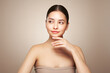 © Oleg Gekman - Portrait beautiful young woman with clean fresh skin. Model with healthy skin looks at an empty space, close up portrait. Cosmetology, beauty and spa