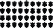 © MdGohurul - Shield silhouette icon vector collection featuring black crest coats of arms security badges heraldic frames and blank protective symbols for logo design.