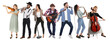 © New Africa - Musicians. Portraits of different people on white background, set
