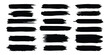 © jr graphics - Black grunge brush stroke set. Rough ink paint banners and censorship bars for redacted text. Vector texture labels.