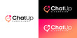 © hustle - ChatUp logo designs displayed on colored backgrounds with creative chat bubbles