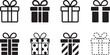 © Masud - Present gift box icon. Vector isolated elements. Christmas gift icon dotted illustration vector symbol. Surprise present linear design. Stock vector.