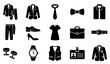 © MD - Formal Business Wear and Professional Clothing Icon Set Featuring Suits Ties Shirts Dress Shoes Briefcases and Accessories for Corporate Office Career and Fashion Retail Branding