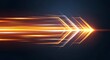 © Mama - Abstract glowing orange and blue light trails forming an arrow shape, motion blur effect, futuristic speed concept, digital art for technology and data transfer backgrounds
