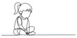 © Nikhil Ray - Little girl sitting alone one line drawing isolated on white background, Vector