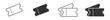 © Kamrul - Ticket  Icon Set, Event admission, cinema entry, travel pass, and booking voucher vector icons.