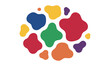 © Alexander - Vibrant organic blob shapes in diverse sizes and bold flat colors arranged in a balanced composition on a pure white background abstract design concept