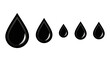© mdfoysol - Set of five black liquid droplet icons in different sizes with silhouette