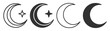 © Ярослав Дацко - Crescent moon vector icon set with outline and silhouette celestial night symbols on transparent background