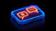 © Phanupong - Glowing neon secure chat bubble icon on dark background representing encrypted messaging private communication and digital privacy protection