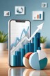 © Georgii - Business and finance analytics on a smartphone showing growth charts and rising data trends
