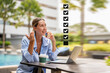 © NINENII - Businesswoman recording phone inquiry with checkboxes survey, doing assessment online survey answer test questions Digital form.