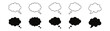 © anamull2004 - Various black thought bubble icons on transparent background vector illustration graphic design elements set for thinking mind idea cloud conversation text frames flat UI web design components.