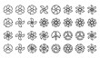© Keyapayal - Large set of various fan blades and turbine propeller line art icons