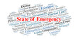 © Danawan Purbanggoro - State of Emergency Word Cloud. A visual representation of legal concepts regarding the suspension of norms, executive authority, derogation of rights, and constitutional safeguards.