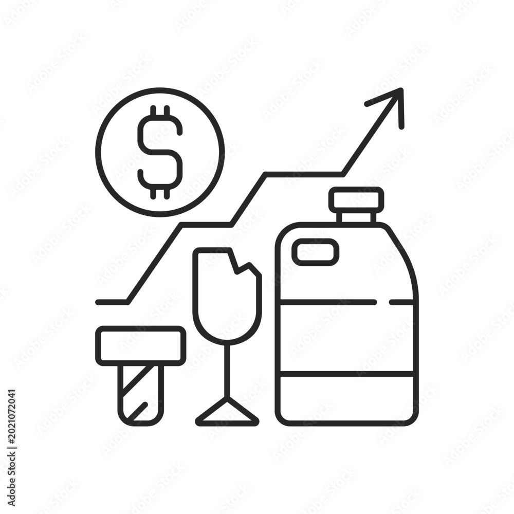 Waste analytics linear icon. Waste management process. Economic and ...