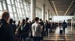 © Farhan - Perspective View of Crowded Airport Terminal with Travelers Waiting at Gates