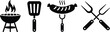© MDMILON 2 - BBQ icon featuring barbecue grill tools fire skewers steak and outdoor cooking vector illustration design