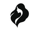 © Jarmila - Minimalist silhouette of an elegant woman with long flowing hair. Stylish feminine illustration suitable for beauty branding, hair salon logos, cosmetics packaging and modern fashion design