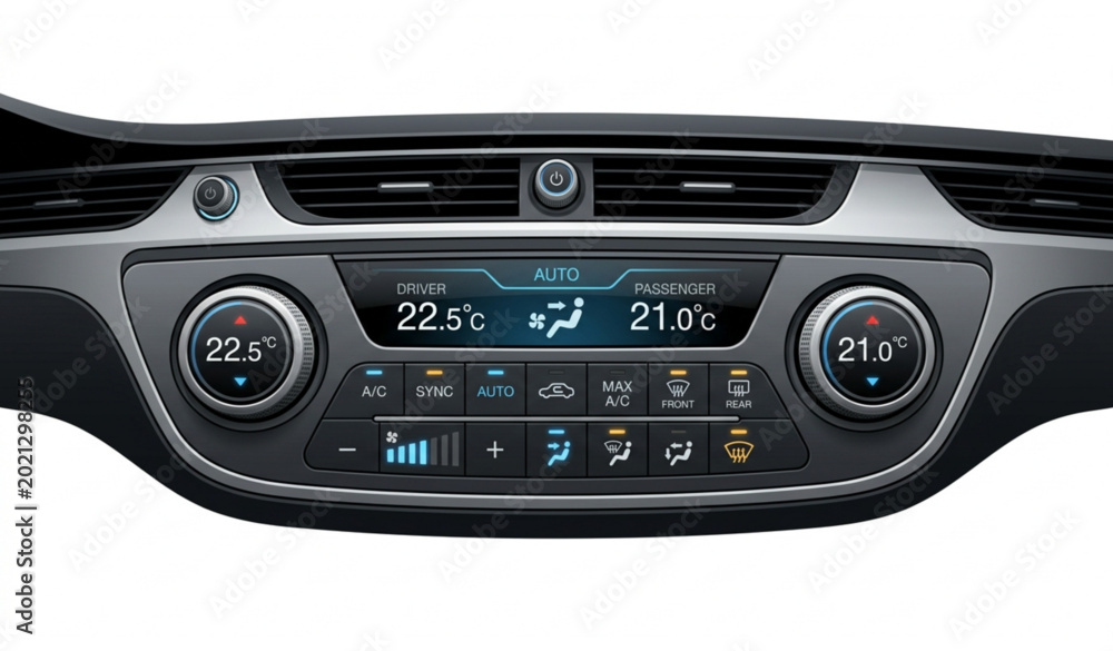 Car air conditioning control panel dashboard interface with climate ...