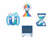 © Zihang - This image features various scientific symbols representing innovation, technology, and the fusion of human creativity with engineering and data analysis in modern society.