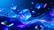 © fanjianhua - This 3D rendered background features glowing neon cubes and flowing digital data waves, creating a futuristic sci-fi tech atmosphere for digital and science projects.
