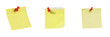© Gooer - Isolated Yellow Sticky Note Paper with Red Push Pin Office Notice Template on Plain White Background as High Quality Cutout PNG Set Asset File