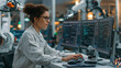 © Visual Studio - Female Engineer Working on Robotics and Automation at High-Tech Workstation: Scientific Research in AI and Machine Learning Development