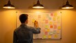 © Alicia - Man working on whiteboard with sticky notes