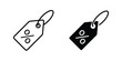 © Surya - Discount tag icon outlined. Black clipart icons set