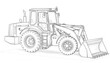 © Harts - A technically precise architectural drawing of a heavy duty construction tractor displaying intricate mechanical details, perfect for engineering projects and industrial design presentations.