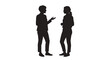 © Tanmoy - two people silhouettes talking isolated on white background