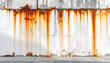 © Bernd Schmidt - White plaster wall featuring heavy vertical rust streaks dripping from top iron fixings showing sharp contrast between matte and oxidation generative AI