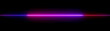 © Saber Light Studio - Abstract neon glowing horizontal line isolated on black background with vibrant light effect flare.