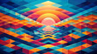 © Adobe - Geometric sunset, abstract background, colorful mosaic, digital art
