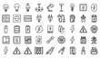 © labu - Electrical line icon vector set with electric bulb socket and power symbols