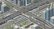 © Budi - Isometric view of a modern urban city transport interchange with multi-level highways and railway tracks.