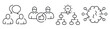 © tutti_frutti - Group discussion and idea flow icons representing brainstorming process. Editable stroke