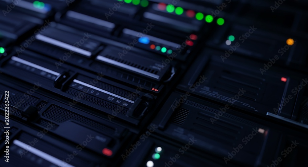 Seamless macro texture dense grid glowing server rack LED status. Stock ...