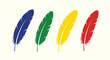© Design planet1001 - Four Colorful Feathers on Light Background quill bird