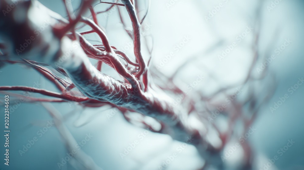 Microscopic view revealing complex network of capillaries and blood ...