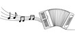 © Line sA - accordion  continuous one line drawing, continuous one line art of accordion icon with scale for international music day. vector illustration
