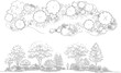 © Zubaria  - Landscape Tree Elevation and Plan View Vector Set with Garden Shrubs, Top View Canopies and Architectural Planting Line Art