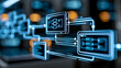 © Nataliya - Close-up of a futuristic AI orchestration process flow in a data center with input processing and decision making diagram, AI data center concept, orchestration diagram