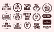 © Kalam - Vintage typography badges set vector for retro branding labels and t-shirt design graphics