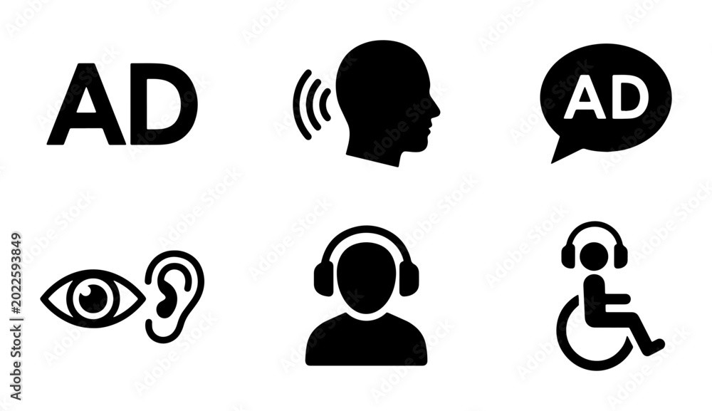Accessibility Icons Set: Hearing, Vision, Communication, and Disability ...