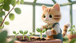 © lin - Cute pet healing kitten gardening life
