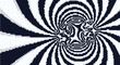© ARTIST LAB - Abstract black and white optical illusion pattern. twisting swirling rays, glitch distorted center, 3d tunnel effect. for mind bending op art posters, psychedelic backgrounds. vector.